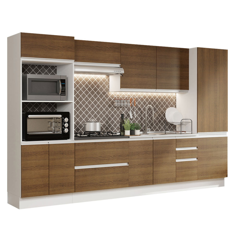 Combo Completo de Cocina 100% MDF 330 cm Blanco/Marrón Acordes Madesa 05