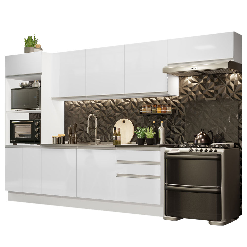 Combo Completo de Cocina 100% MDF 330 cm Frentes Blanco Brillante Acordes Madesa 06