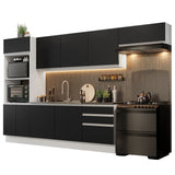 Combo Completo de Cocina 100% MDF 330 cm Blanco/Negro Acordes Madesa 06