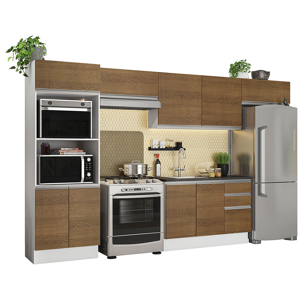 Combo Completo de Cocina 100% MDF 350 cm Marrón/Blanco Acordes Madesa 01