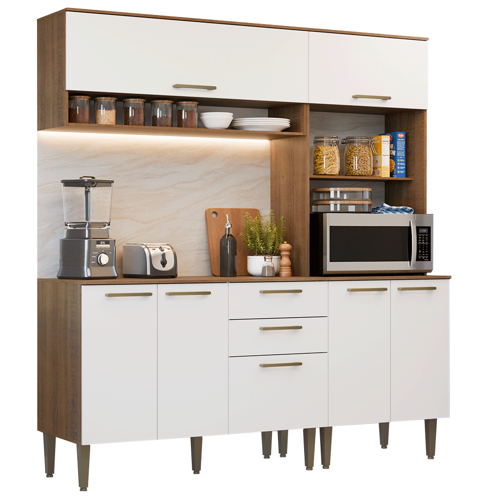Combo completo de Cocina Lille 165 cm Marrón/Blanco Madesa 01