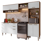 Cocina Compacta 225 cm Marrón/Blanco Lille Madesa