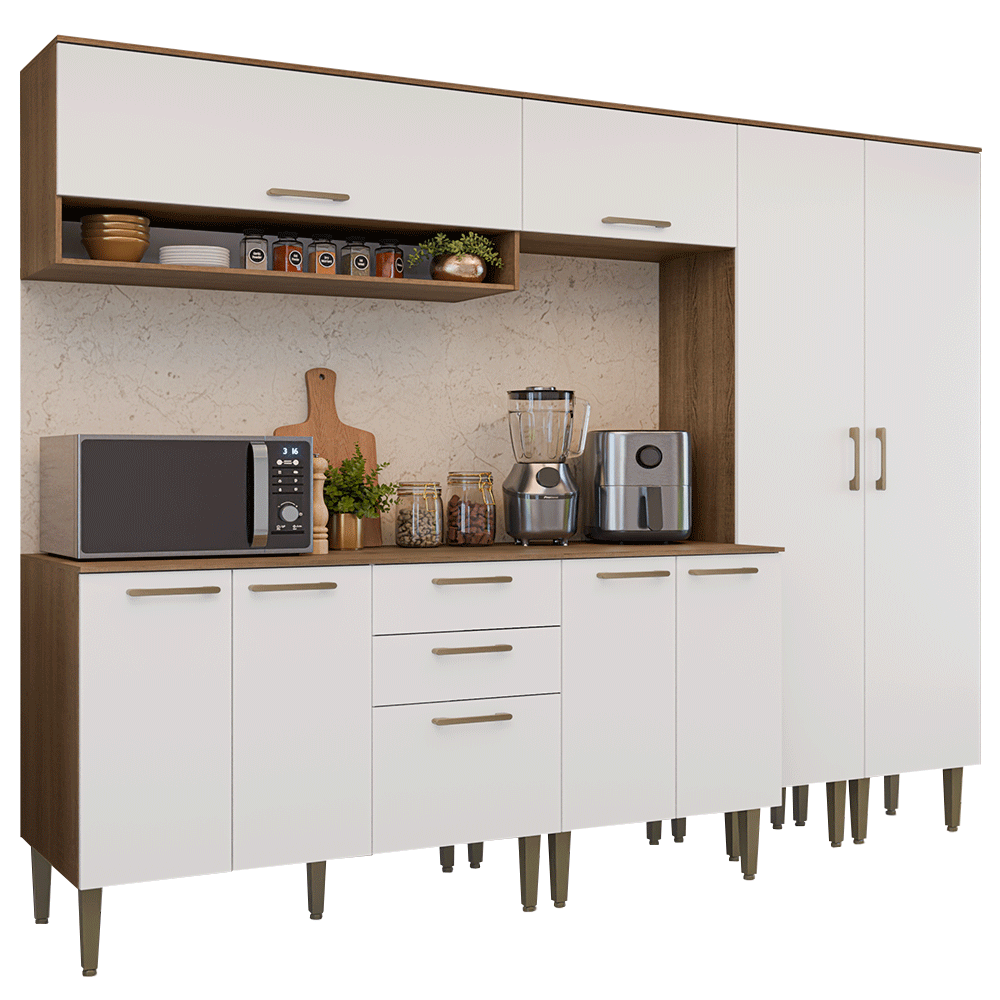 Combo completo de Cocina 245 cm Marrón/Blanco Lille Madesa 01