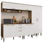 Combo completo de Cocina 245 cm 9 Puertas 2 Cajones Marrón/Blanco Lille Madesa