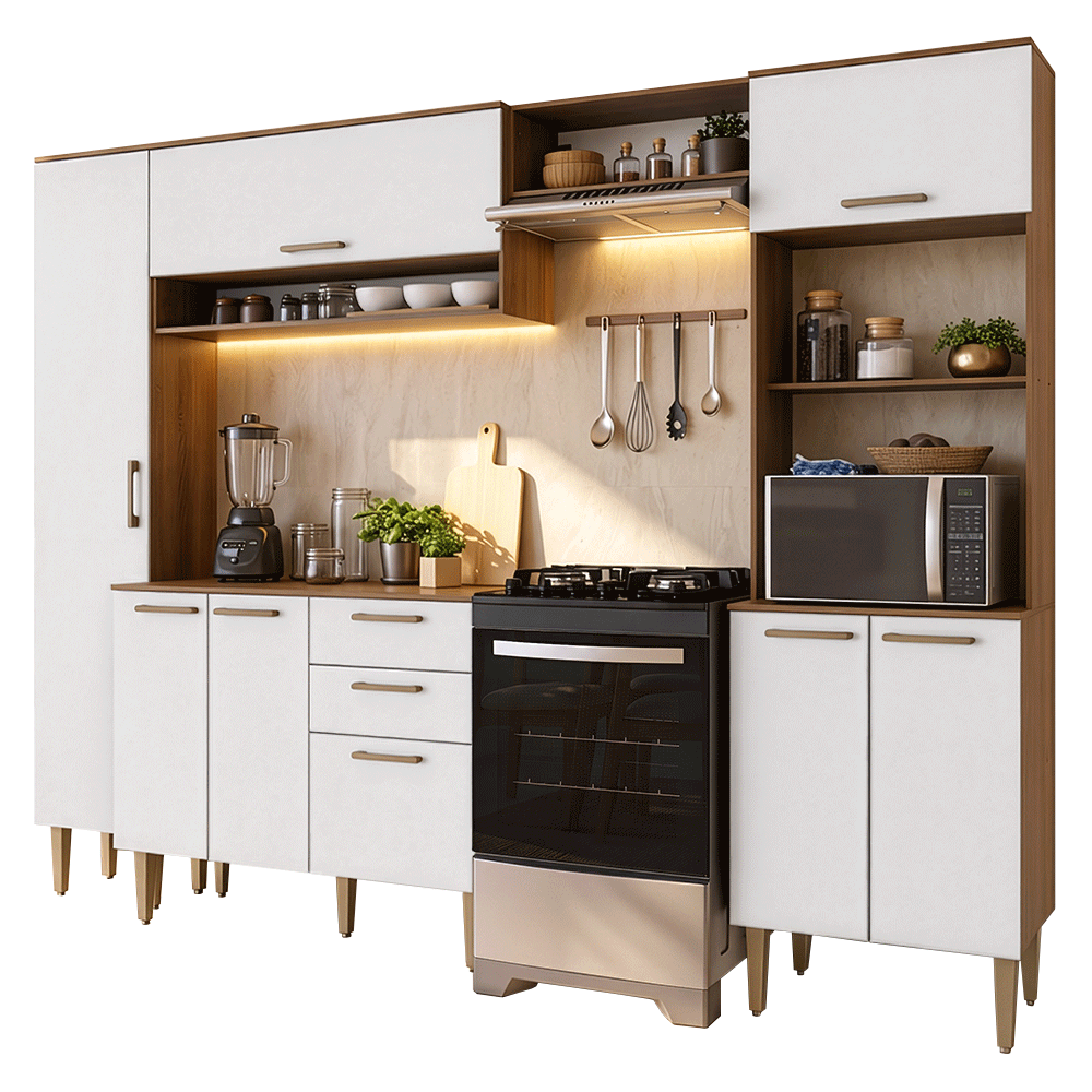 Combo completo de Cocina 265 cm Marrón/Blanco Lille Madesa