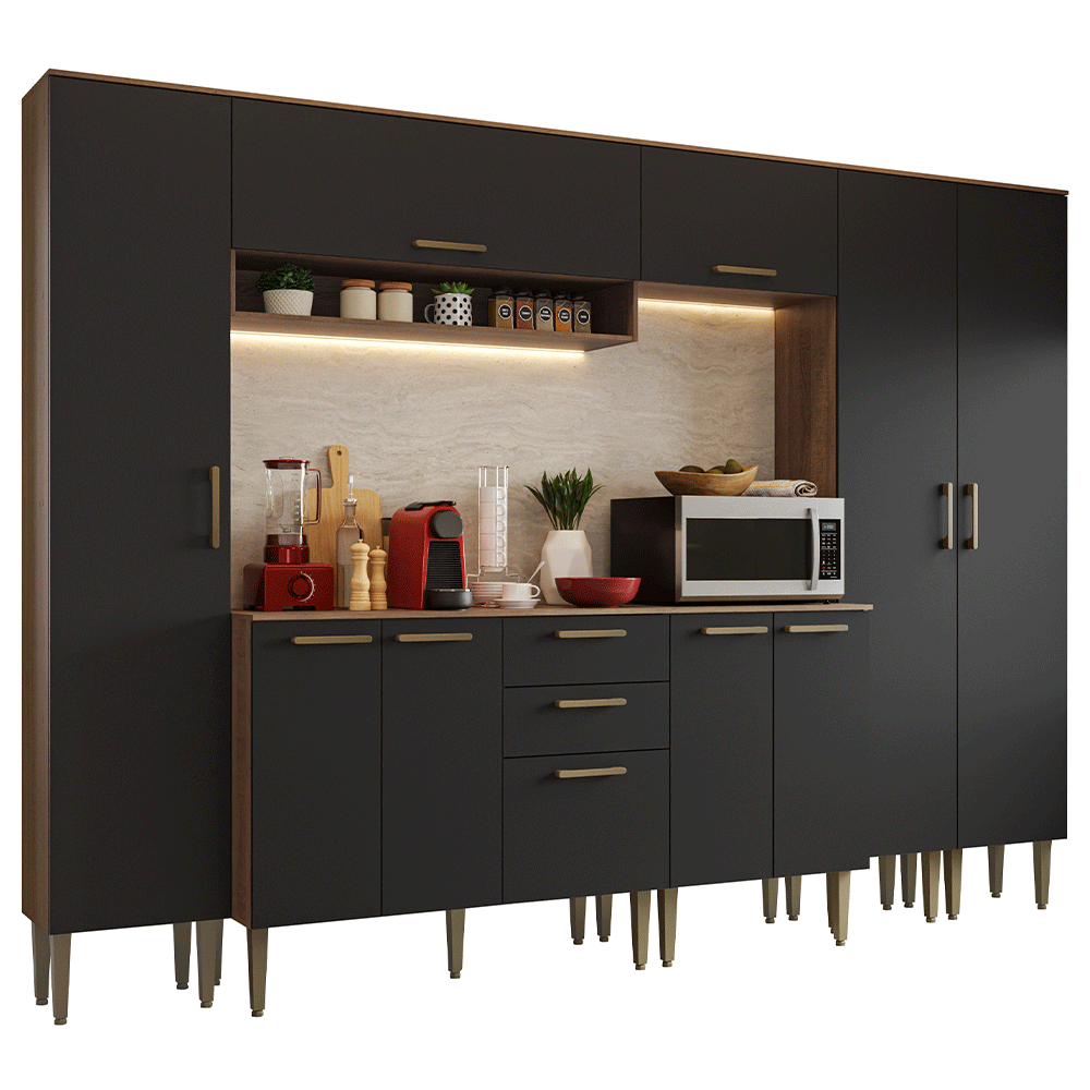 Combo completo de Cocina 285 cm Marrón/Negro Lille Madesa 01