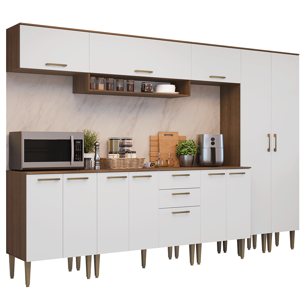 Combo completo de Cocina 305 cm Marrón/Blanco Lille Madesa 01