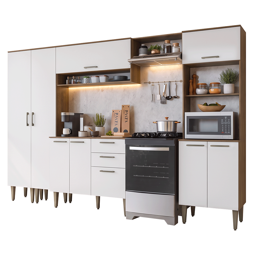 Combo completo de Cocina 305 cm Marrón/Blanco Lille Madesa