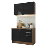 Cocina Compacta 120 cm Marrón/Negro Lux Madesa 01