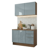 Cocina Compacta 120 cm Marrón/Gris Lux Madesa 01