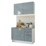 Cocina Compacta 120 cm Blanco/Gris Lux Madesa 01