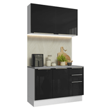 Cocina Compacta 120 x 60 cm Blanco/Negro Lux Madesa 02