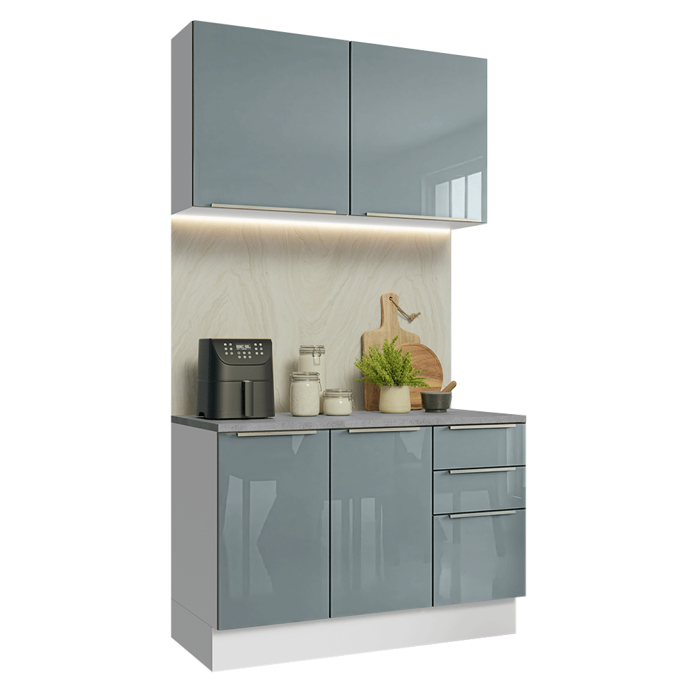 Cocina Compacta 120 x 60 cm Blanco/Gris Lux Madesa 02