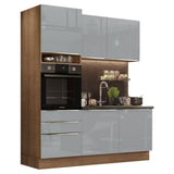 Combo de Cocina Compacta 180cm Marrón/Gris Lux Madesa 01