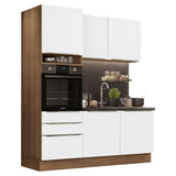 Cocina Compacta 180 x 60 cm Marrón/Blanco Aterciopelado Lux Madesa 01