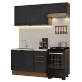 Cocina Compacta 180 cm Marrón/Negro Lux Madesa 02