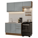 Cocina Compacta 180 cm Marrón/Gris Lux Madesa 02