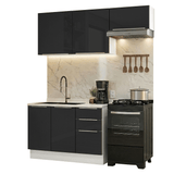 Cocina Compacta 180 x 60 cm Blanco/Negro Lux Madesa 03