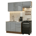 Cocina Compacta 180 cm 5 Puertas 3 Cajones Sin Mesada Marrón/Gris Lux Madesa 03
