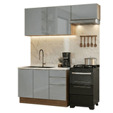 Cocina Compacta 180 x 60 cm Marrón/Gris Lux Madesa 03