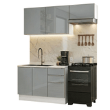 Cocina Compacta 180 x 60 cm Blanco/Gris Lux Madesa 03