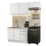 Cocina Compacta 180 x 60 cm Blanco/Blanco Aterciopelado Lux Madesa 03