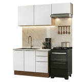Cocina Compacta 180 x 60 cm Marrón/Blanco Aterciopelado Lux Madesa 03
