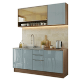 Cocina Compacta 180 cm Marrón/Gris Lux Madesa 04