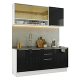 Cocina Compacta 180 x 60 cm Blanco/Negro Lux Madesa 05