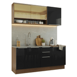 Cocina Compacta 180 x 60 cm Marrón/Negro Lux Madesa 05