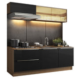 Combo de Cocina Compacta 200cm Marrón/Negro Lux Madesa 01