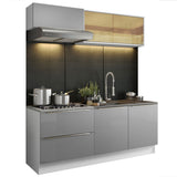 Combo de Cocina Compacta 200cm Blanco/Gris Lux Madesa 01