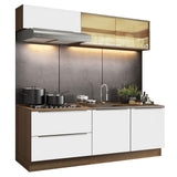 Cocina Compacta 200 x 60 cm Marrón/Blanco Aterciopelado Lux Madesa 01