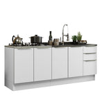 Cocina Compacta 200 cm 4 Puertas 3 Cajones Sin Mesada Blanco Lux Madesa 03