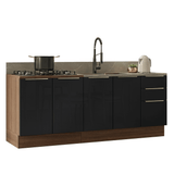 Cocina Compacta 200 x 60 cm Marrón/Negro Lux Madesa 06