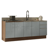 Cocina Compacta 200 x 60 cm Marrón/Gris Lux Madesa 06