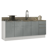 Cocina Compacta 200 x 60 cm Blanco/Gris Lux Madesa 06