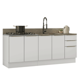 Cocina Compacta 200 x 60 cm Blanco/Blanco Aterciopelado Lux Madesa 06
