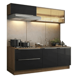 Cocina Compacta 200 cm Marrón/Negro Lux Madesa 07