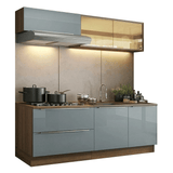 Cocina Compacta 200 cm Marrón/Gris Lux Madesa 07