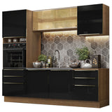Combo completo de Cocina 240cm Marrón/Negro Lux Madesa 02