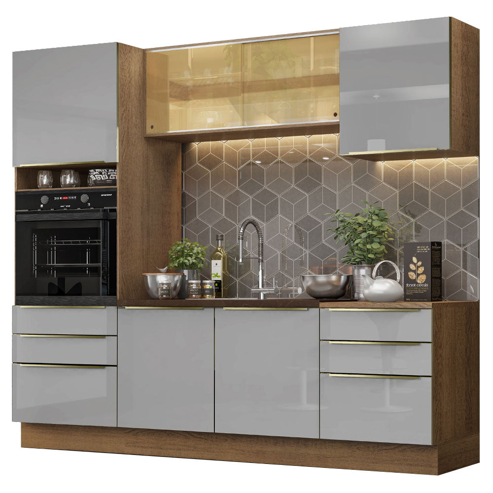 Combo completo de Cocina 240cm Marrón/Gris Lux Madesa 02