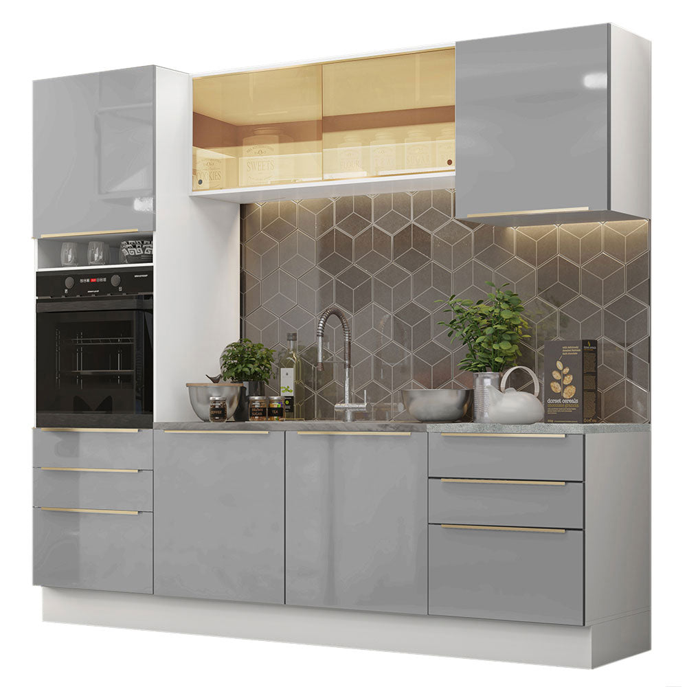 Combo completo de Cocina 240cm Blanco/Gris Lux Madesa 02
