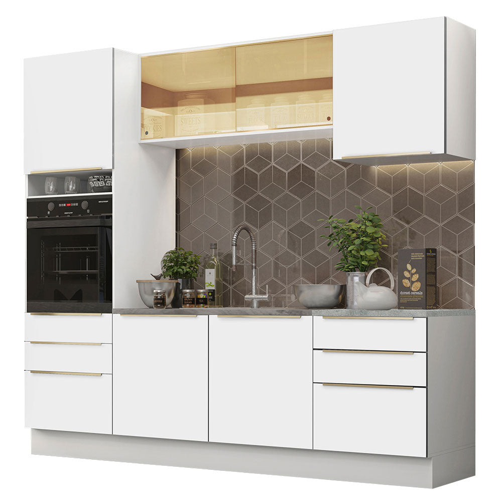 Combo Completo de Cocina 240 x 60 cm Blanco/Blanco Aterciopelado Lux Madesa 02