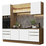 Combo Completo de Cocina 240 x 60 cm Marrón/Blanco Aterciopelado Lux Madesa 02