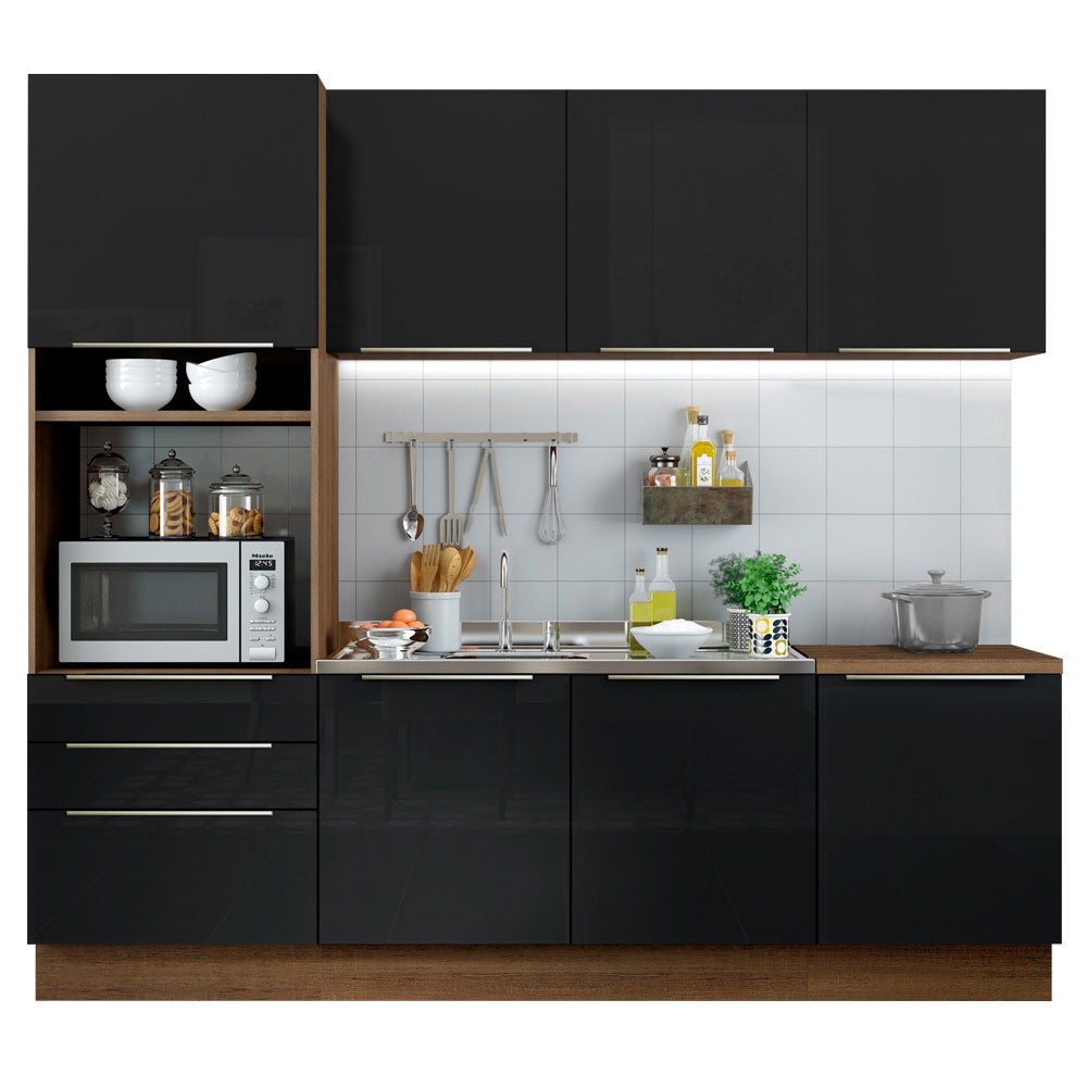 Combo completo de Cocina 240cm Marrón/Negro Lux Madesa 03