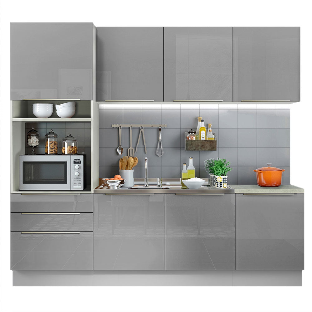Combo completo de Cocina 240cm Blanco/Gris Lux Madesa 03