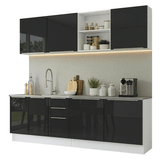 Combo completo de Cocina 240 cm Blanco/Negro Lux Madesa 09