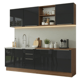 Combo completo de Cocina 240 cm Marrón/Negro Lux Madesa 09