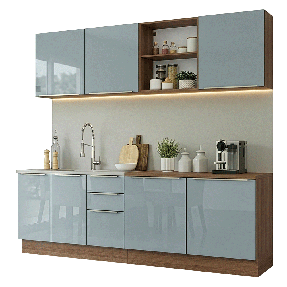 Combo completo de Cocina 240 cm Marrón/Gris Lux Madesa 09